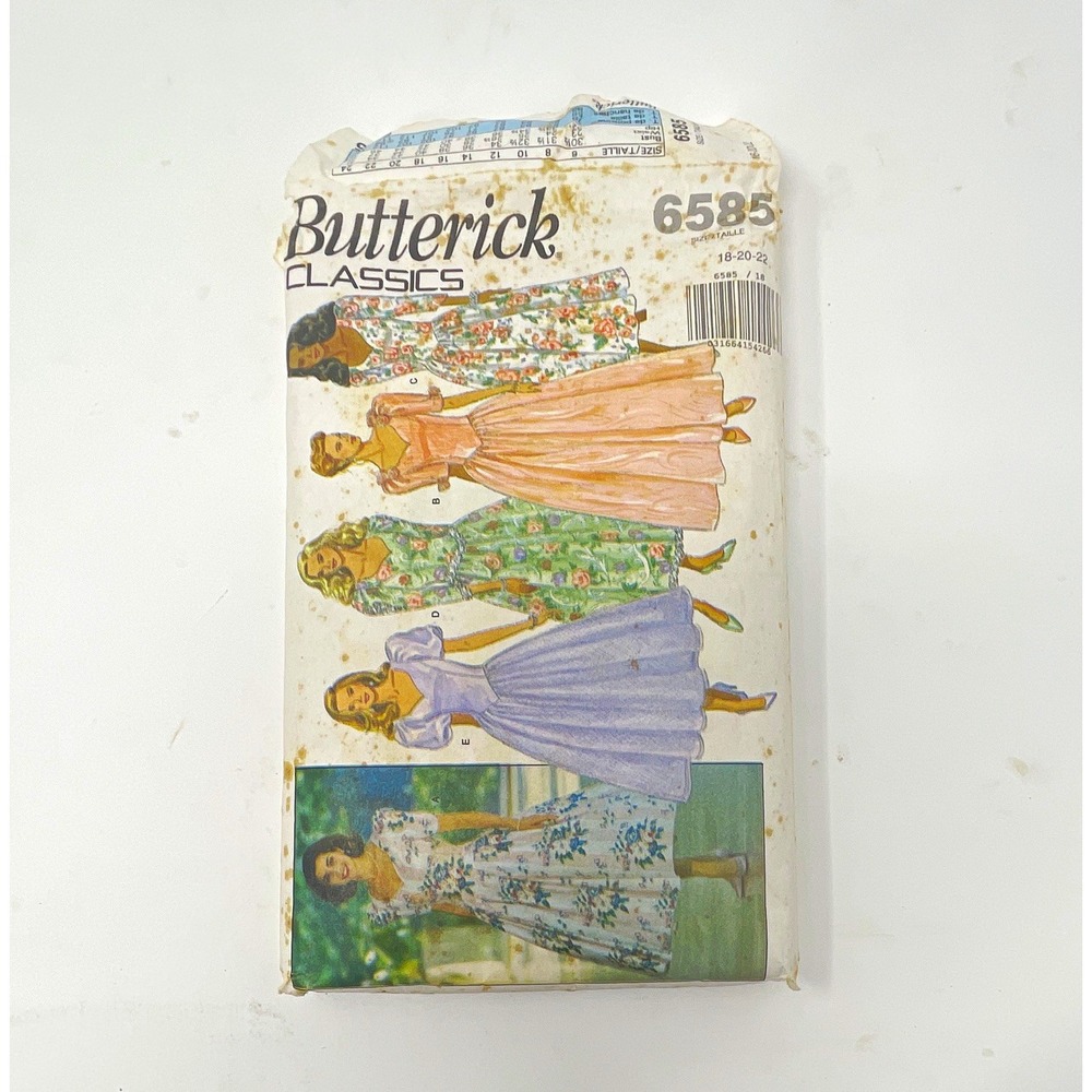 Butterick Classics 6585 Vintage Dress Sewing Pattern Misses Petite Sz 18-20-22